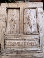 Hollóházi year-numbered, monogrammed, carved decorative door, folk, peasant house