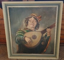 Frans Hals The Lute Player – Large Framed Oil Painting (MDF)