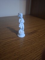 Capodimonte biscuit, (bisquit) porcelain boy with horn. 11.5 Cm. Flawless. Marked