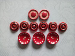 Vintage piros design gomb 22-28 mm 11 db