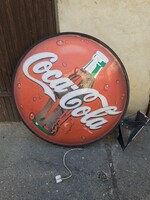 Ritka működő retro Coca Cola reklám tábla ( 1méter átmérő )