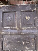 Antique carved decorative door, HEART motif, folk, peasant house