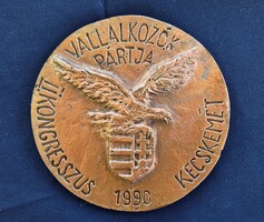 Turul Emblem Entrepreneurs' Party II. Congress Plaque Kecskemét 1990