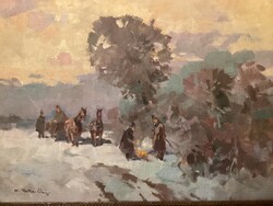 Cs. Lőrinc Farkas (1898 - 1966): soldiers warming themselves by the fire