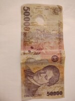 Romanian lei 50,000 2001 issue.Romanian lei 10,000 Lei 2000 issue.