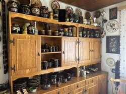 Ceramic, majolica jug, pitcher, mug, jug set (Városlődi set, unmarked)
