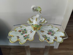 Herendi Viktória Large Baroque Serving Platter with Dolphin Handle