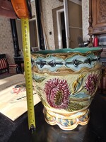 19th century (Art Nouveau / Secession) French or Belgian barbotine majolica vase