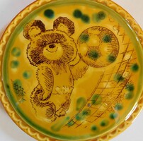 Korosten szovjet falidísz, plakett: Misa, az 1980-as moszkvai olimpia kabalafigrája