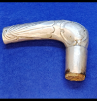 Art Nouveau 750 Fineness Silver Cane Handle with HJ Mark, 1867-1937