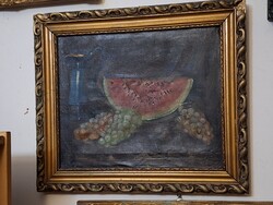 1900K. O / v melon still life 52x45 cm.--With original frame
