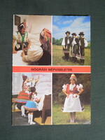 Képeslap,Nógrád megyei népviselet,népművészet,Hollókő,Palóc,Buják,Nemti,1984-