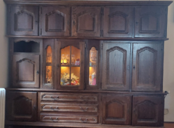 Solid Wood Cabinet Set with Display Case in Rustic Style