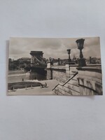 Budapest Chain Bridge Black-and-White Old Postcard