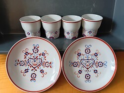Retro hollóházi porcelán buzsáki hímzés mintás csomag 2+4 db
