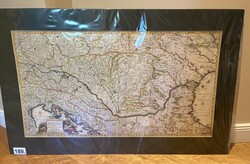 17th century historical copperplate map reproduction - framed