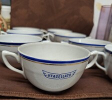8 Zsolnay Soup Cups with 'Utasellátó' Inscription for Sale