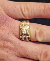 14K sárga arany köves pecsétgyűrű, 20- 21 mm belső átmérő, 7,0g