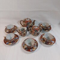 Antique Japanese Satsuma Eggshell Porcelain Tea/Coffee Set with Geisha/Samurai Motif