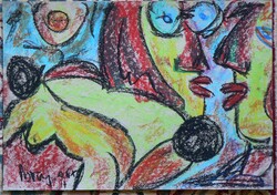 NÉMETH MIKLÓS (1934-2012) "CÍM NÉLKÜL" 2006 (35X50 cm) OLAJ-PASZTELL, FESTMÉNY, RITKA!
