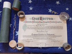 Kolozsváron kiàlított régi orvosi diploma