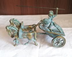 Retro patinás réz/bronz római harci fogat - 20 cm -