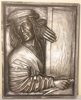 Relief ,falikép. Anton Pilgram osztrák szobrász önarcképe.