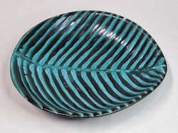 Blue Tófej Ceramic Serving Dish in Leaf Shape, Excellent Condition, 21.5 cm Long