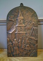 Kő Pál (1941-2020): Hollókő - Bronze Relief