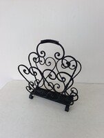 Retro Furniture Newspaper Holder with Patina Made of Wrought Iron 758 7671