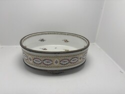 18th-century hand-painted Sèvres oval offering dish with bronze fittings – jardinière