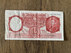Argentína 10 Peso 1960-62 VF+