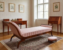 Delicate Biedermeier Sofa Bed with Ottoman and Couch Bed
