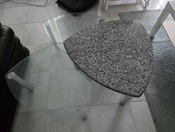 Designer granite and glass coffee table (Ronald Schmitt style)