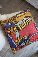 Richly hand-embroidered decorative pillow cover - kilim weaving