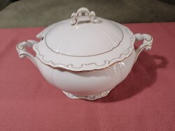 Zsolnay gold feathered soup plate