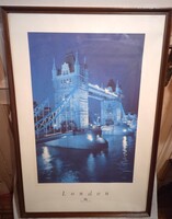 British Airways London Poster, 1998, Framed in 54x74 cm Brown Frame