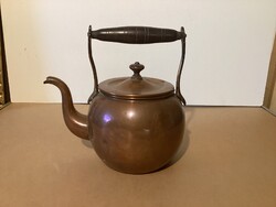 Antique Copper Teapot with Wooden Handle