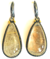 Large silver earrings with rutile quartz