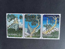San Marino táj fa épület torony hegy 2002 postatiszta