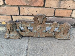 Hollóházi Fireback with Silica Cover, Cast Iron Empire Statue with Sphinx Pattern. 2 pcs available!