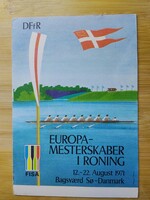 Dánia, régi lap az 1971-es evezős-Európa-bajnokságról Koppenhágában, feladva a helyszínről 1971