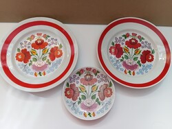 Retro hollóházi porcelán kalocsai mintás tányér csomag