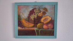 Oil Painting, Fruit Still Life, Signed and Framed, Authenticity Guarantee!