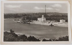 Postcard, Dunaújváros, Sztálinváros, Dunaparti kikötő 1955 (T1)