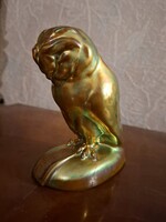Zsolnay eozin round seal owl sculpture!
