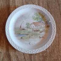 Antik Zsolnay porcelán jelenetes tálka