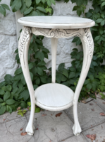 Antique style carved wooden pedestal, small two-tier round table