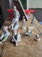 Retró aquincum porcelán figura gyűjtemény(7 db, közte ritka angyalka)