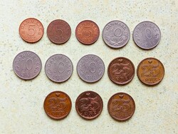 Dánia 13 db Különböző Érme 5 10 25 Öre 1971-1997